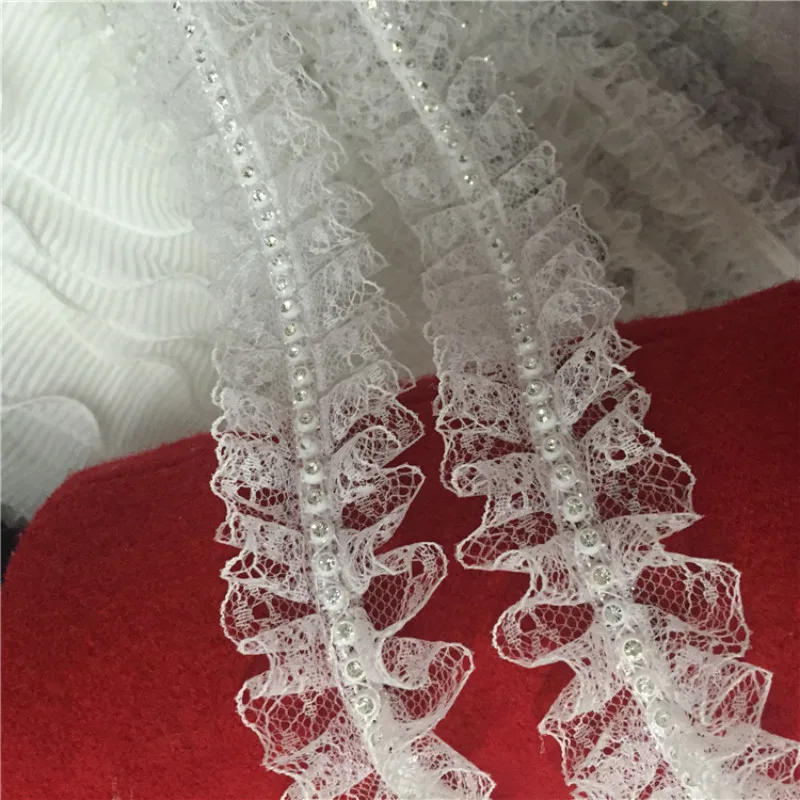 Description Picture 4 of item4cm Wide White Black 3d Applique Beaded Ribbons Pleated Dress Collar Lace Applique Trim Edge For Sewing Wedding Fringe Decor Diy