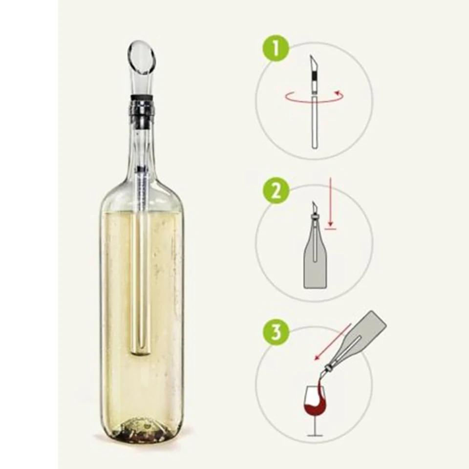 Description Picture 3 of itemIce Wine Chiller Rushed Ice Bucket Stainless Steel Barware Wine Pourer Bottle Stick Rapid Iceless Perfect Kitchen Bar Accessorie