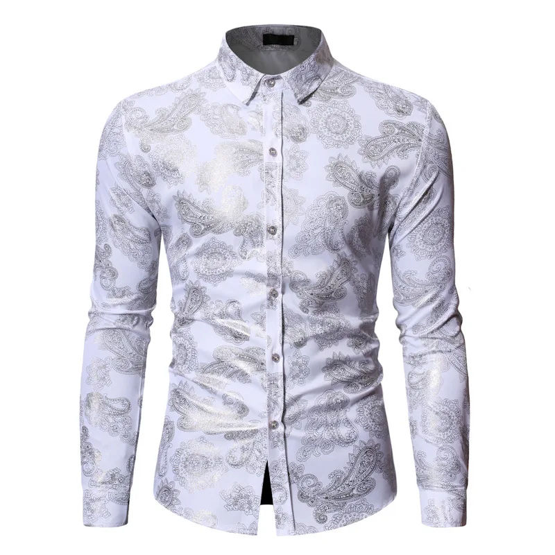 White Paisley Shirt Men