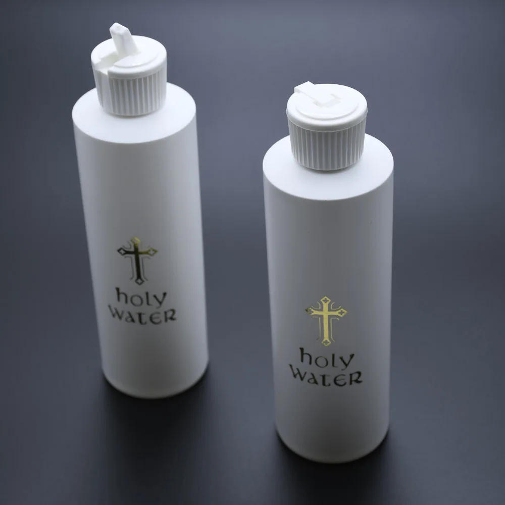 Description Picture 2 of item1PC 250Ml Refillable Holy Water Bottle Gold Cross Plastic Holy Water Container with Screw Lid Christian Easter Church Supplies