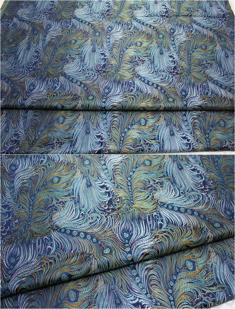 Description Picture 2 of itemCheongsam baby clothes Mongolian robe decoration silk satin antique fabric jacquard brocade silk fabric peacock feathers 75*50cm