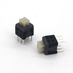 10pcs  Small micro self locking switch 5.8*5.8mm wit 6 feet with lock  touch switch button switch  Flat head white head switch