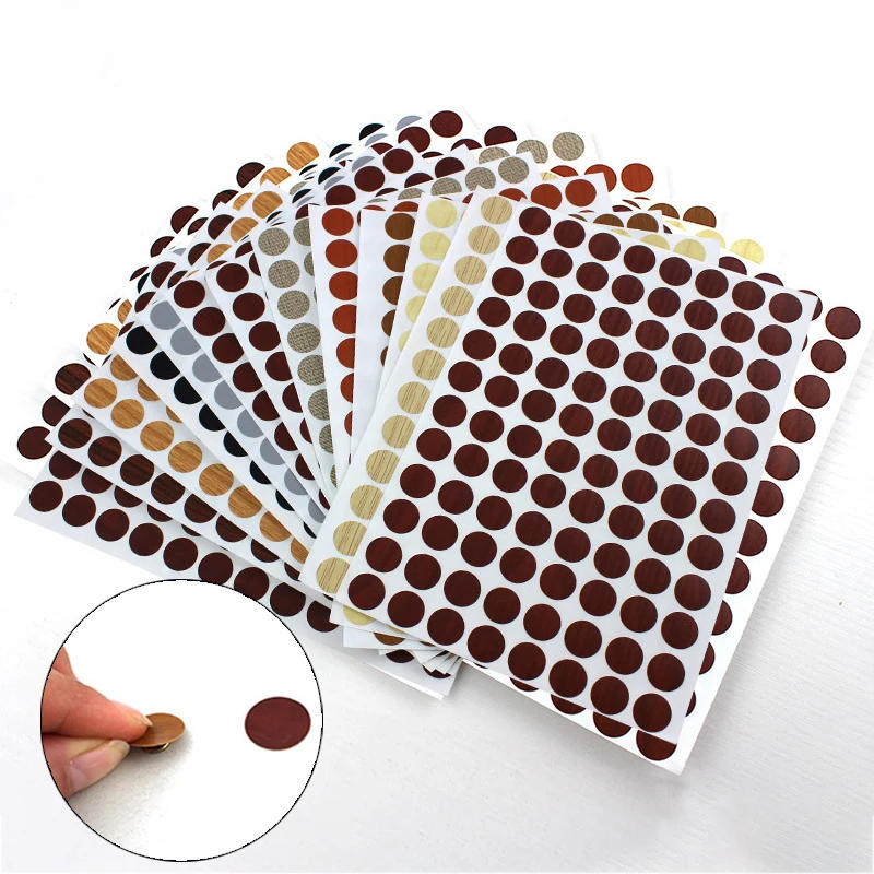 Description Picture 4 of item96Pcs 15mm Wooden Furniture Self Adhesive Screw Cap Cover Hole Stickers Wood Craft Desk Cabinet Drawer Art Sticker Ornament