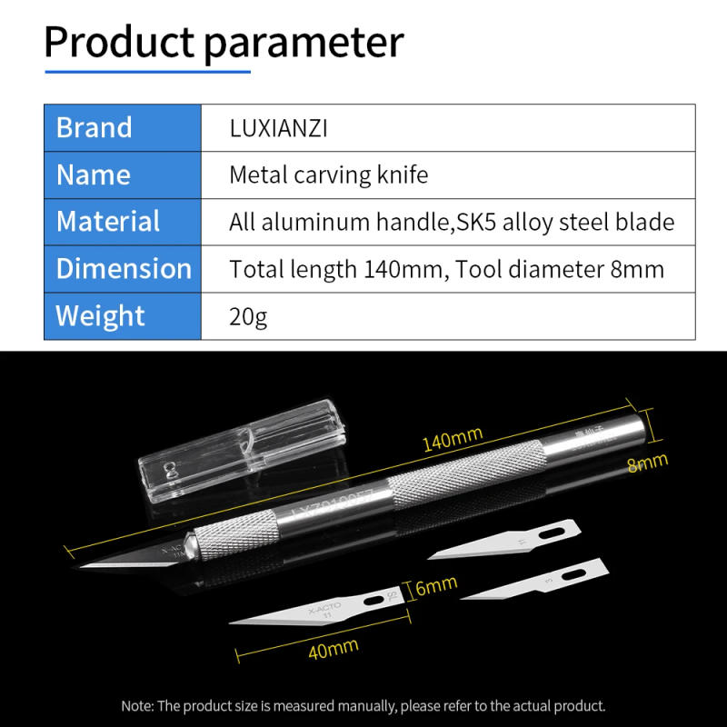 Description Picture 5 of itemLUXIANZI Metal Scalpel Knife Non-slip Cutter Engraving Craft Knives Blades for Scalpel Stationery PCB Repair DIY Hand Tools