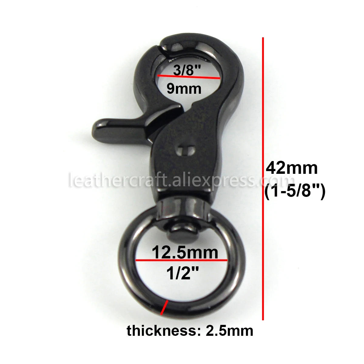 Description Picture 2 of item1x Solid Metal Snap Hook Trigger Lobster Clasps Clips Spring Gate Leather Craft Pet Leash Bag Strap Belt Webbing Keychain Hooks