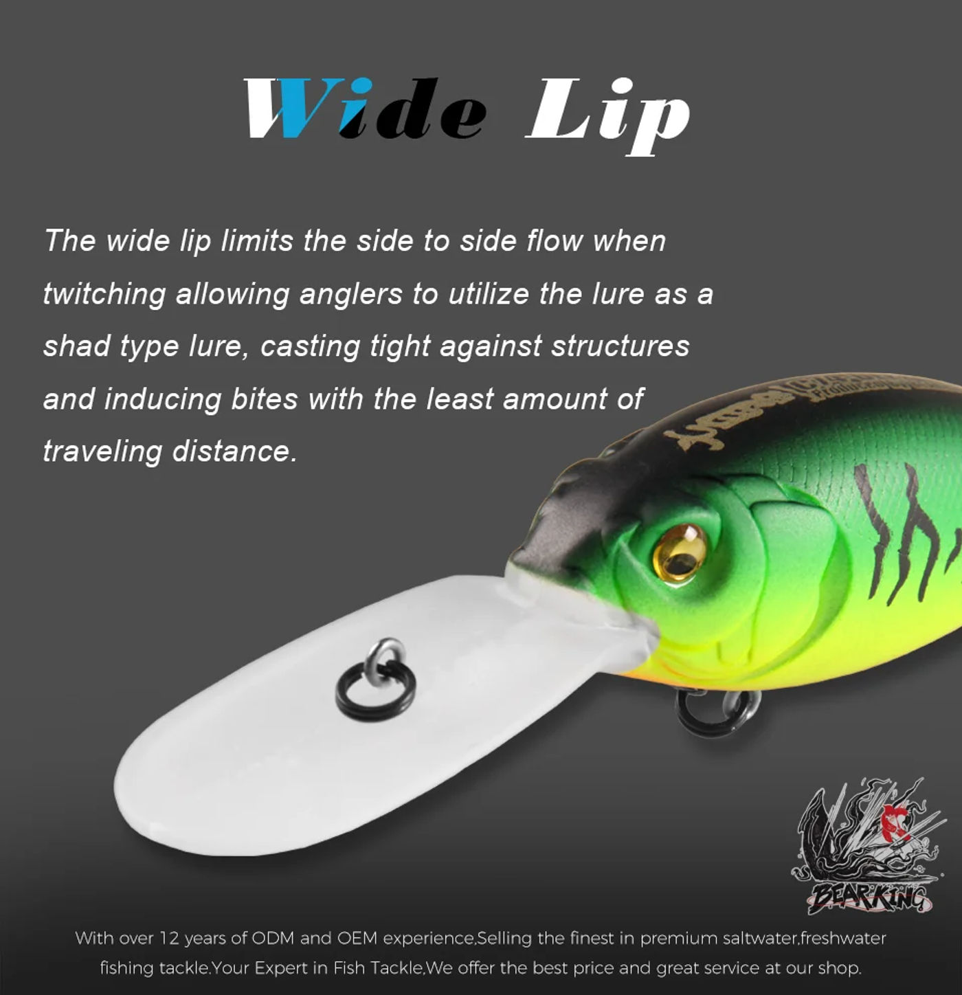 Description Picture 5 of itemBEARKING 75mm 23g TOP Fishing lures floating crank bait deep diver bait lure High Quality Hard Baits professional Action Wobbler