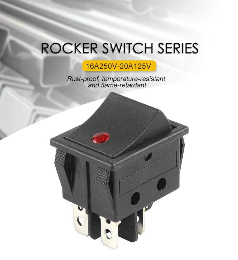 Description Picture 6 of item5/PCS 32x25mm Boat Rocker Switch 4Pin Power Switches With Light KCD4 16A 250V/20A 125V Push Button ON-OFF Electrical Accessories