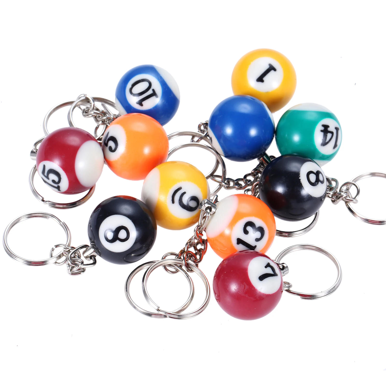 Description Picture 4 of item16Pcs Mini Pool Billiard Shaped Keychain Table Ball Key Ring Creative Hanging Decorations Lucky No8 Gifts for Men Snooker Player