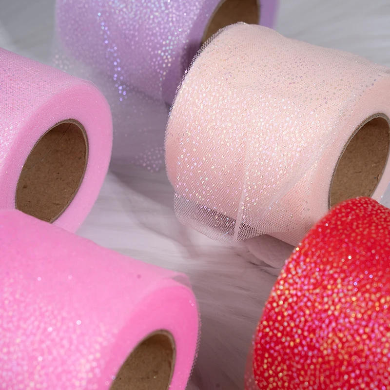 Description Picture 4 of item6cm 25Yards Glitter Dot Tulle Ribbon Roll Sequin Tulle DIY Craft Hair Bow Poms Tutu Skirt Journal Wedding Birthday Party Supply