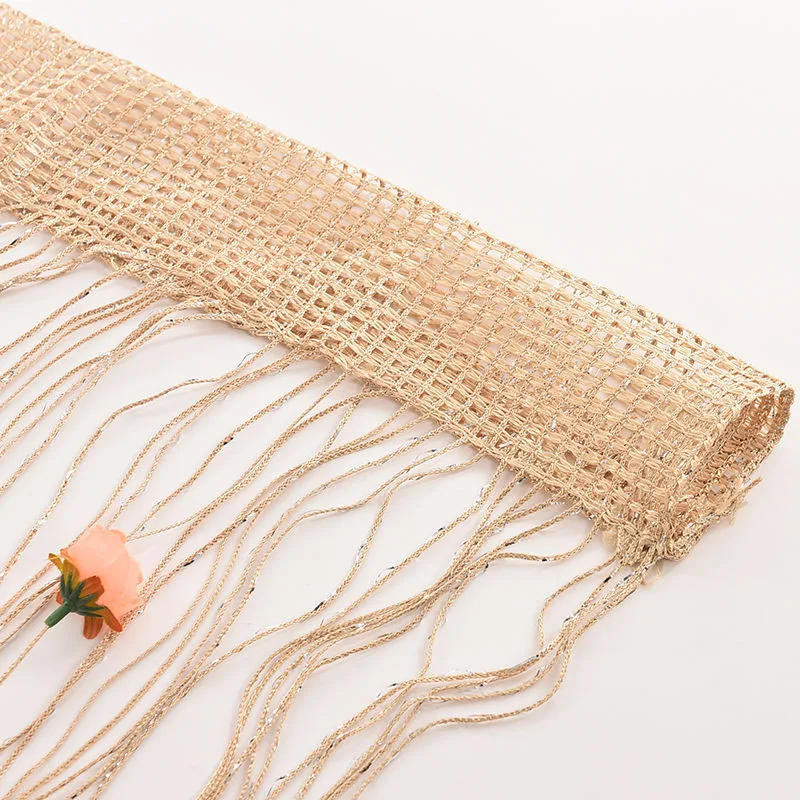 Description Picture 4 of itemDoor Line Curtain Rose Flower Shape Window Thread Hanging Vestibule String Curtains Tassel Valance Divider Decoration Home DIY