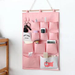7 Pocket Wall Hanging Storage Organizers Cotton Linen Door tote bags Makeup Sundries Storage Bag Home Office Container Pouchs