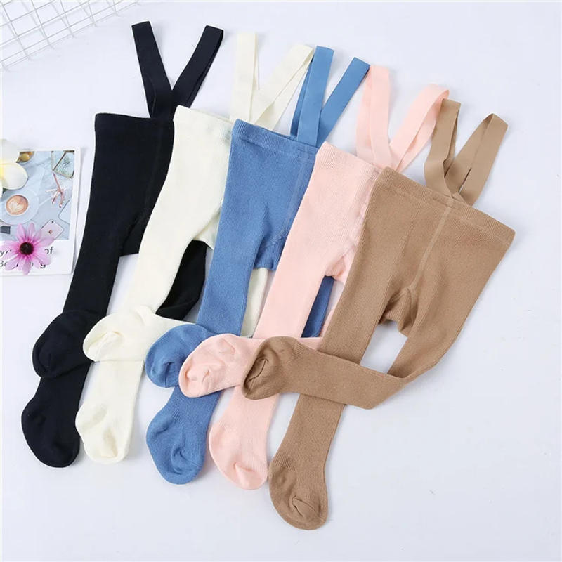 Description Picture 4 of itemNew 0-3Year Autumn Winter Tights For Girls Solid Pantyhose Casual Tights for Boys with Shoulder Strap Knitted Clothes