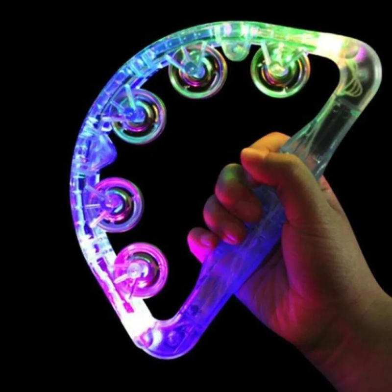 Description Picture 2 of itemFlashing Tambourine LED Light Up Sensory Toy For Kids Musical Instrument Shaking Noisemakers Three Color Light Concert Party