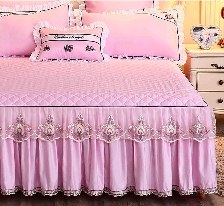 Description Picture 4 of itemLace Bed Sheet Sets Home Cute Bed Sheets Queen/King Size Bedspread Cotton Warm Cushion Bed Skirt 1/3 Pcs Bed Sheets