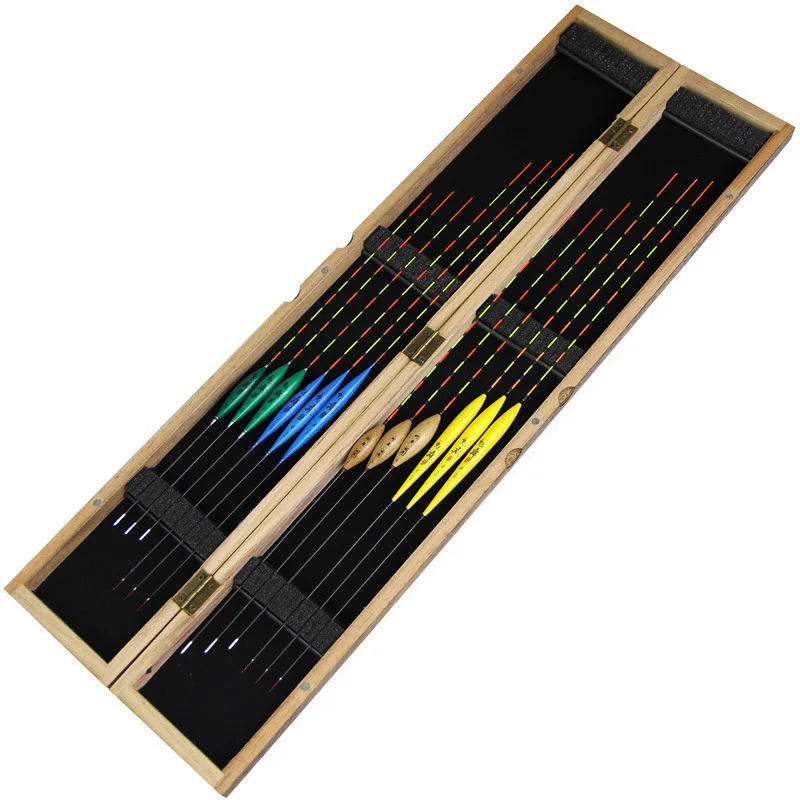 Description Picture 2 of item55*9*3cm Fishing Tackle Box With 12pcs Balsa Wood Fishing Float 1# 2# 3#  Bobbers Paulownia Wood Box Storage Case  A264