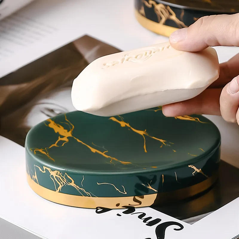 Description Picture 5 of itemSoap Dish, Marble Look Bar Soap Holder Soap Sponge Tray Soap Case Box Saver for Bathroom Shower Kitchen Sink-  Marble Look