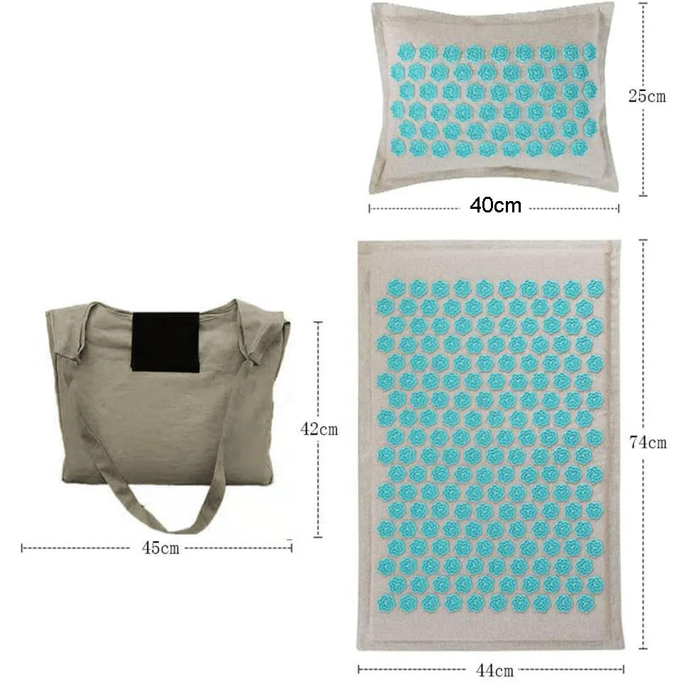 Description Picture 3 of item74*44cm Nature Linen Coconut Palm Massage Yoga Mat with Bag Lotus Spike Acupressure Mat Cushion Massage Accupuncture Pad