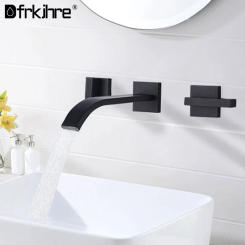 Bathroom Basin Faucet Black Wall Mounted Brass Dual Handle Mixer Tap Hot And Cold Bathroom Water Bath Bronze Faucet Sink