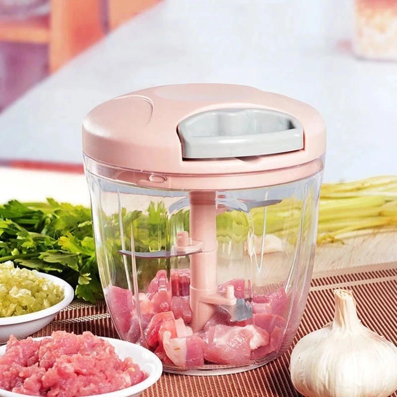 Description Picture 3 of item500/900ML Garlic Chopper Manual Rotate Vegetable Cutter Chopper Slicer Fruit Garlic Crusher Kitchen Gadget Blenders Meat Grinder