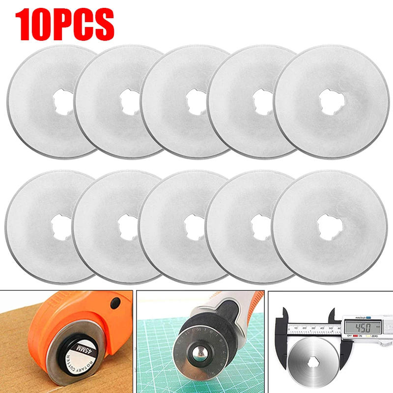 Description Picture 2 of item10pcs 28/45/60mm Rotary Cutter Blades Circular Cutting Patchwork Fabric Leather Refill Blades Replacement Sewing Quilting Tool