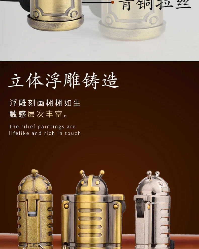 Description Picture 6 of itemAlien Retro Kerosene Lighter Metal Mini Portable Small Pendant Cigarette Lighter Lighter Men's Cigarette Accessories Gift