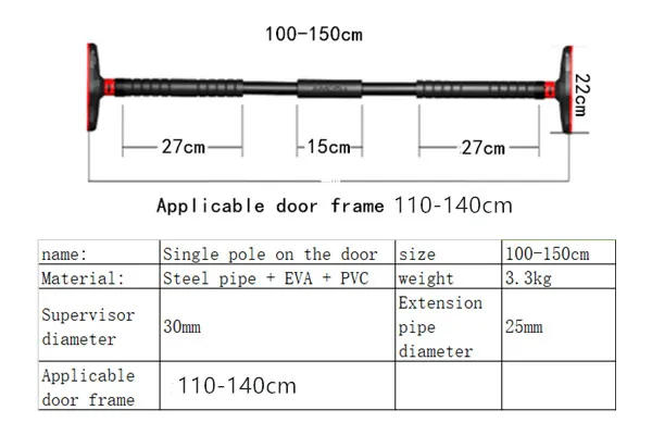 Description Picture 5 of itemLarge Door Horizontal bar Steel Adjustable Training Bars For Home Sport Workout Pull Up Arm Training Sit Up Bar Fitness Equipm