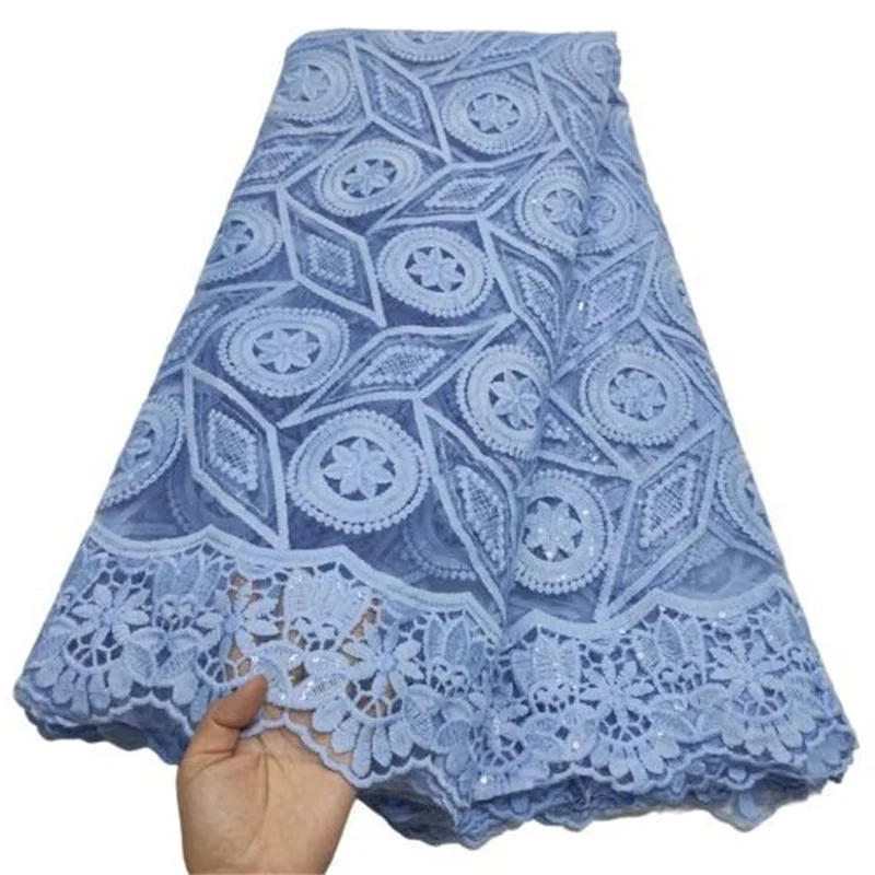 Description Picture 5 of itemWhite French Sequin Tulle Lace Fabric 2021 Blue Hot Sale Nigerian Mesh Lace Fabric 5Yards African Lace Fabric For Wedding Party