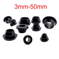 Black 3mm-50mm Rubber Snap-on Grommet Hole Plugs End Caps Bung Wire Cable Protect Bush