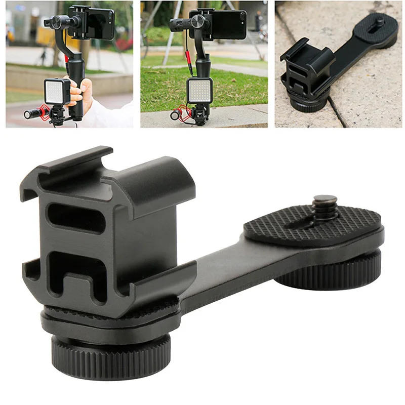 Description Picture 4 of itemTriple Hot Shoe Mount Adapter Microphone Extension Bar For DJI Mobile 2 Zhiyun Smooth 4 Feiyu Vimble 2 Gimbal Accessories