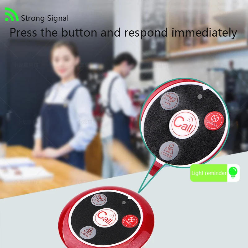 Description Picture 3 of itemRetekess 5Pcs T117 433MHz Restaurant Waiter Call Button Transmitter Wireless Pager for TD108/T128 System Hookah Cafe Bar Service