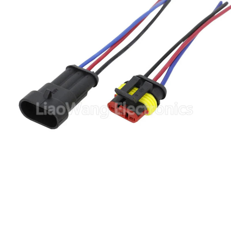 Description Picture 5 of item1 sets AMP 1P 2P 3P 4P 5P 6P Waterproof Electrical Auto Connector Male Female Plug with Wire Cable harness for Car Motorcycle