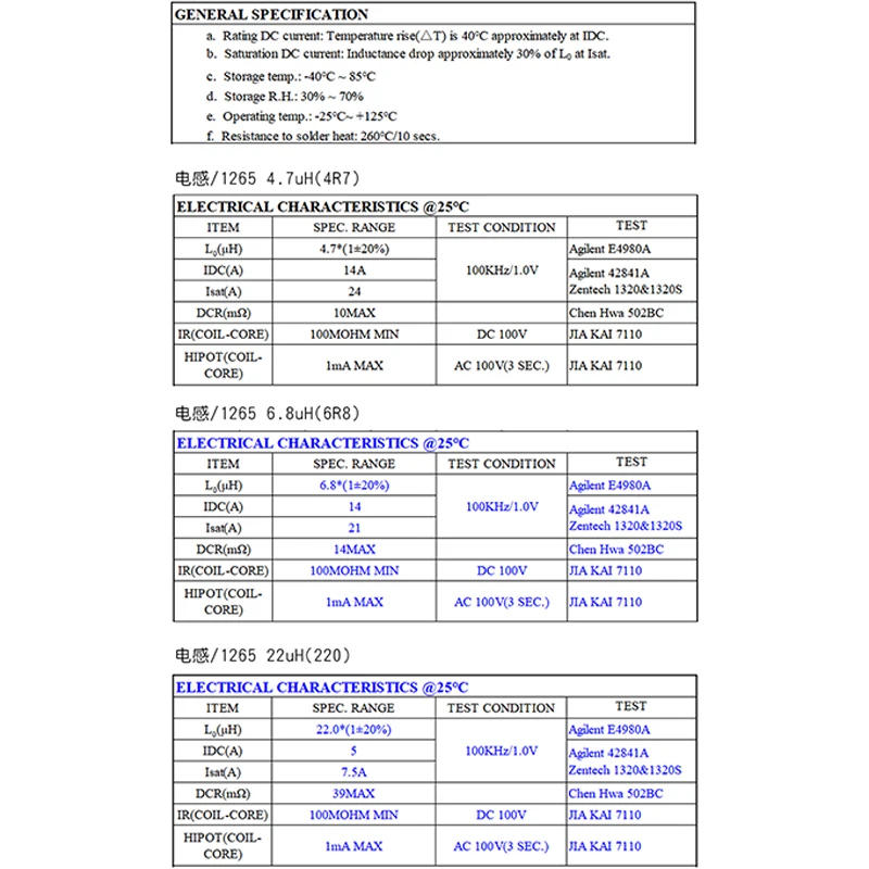 Description Picture 4 of item10pcs SMD Molding Power Inductors 1040 1265 0420 0520 0530 0630 0650 1UH 6.8UH 10UH 15UH 22UH 33UH 100uH 150uH 220uH Inductor