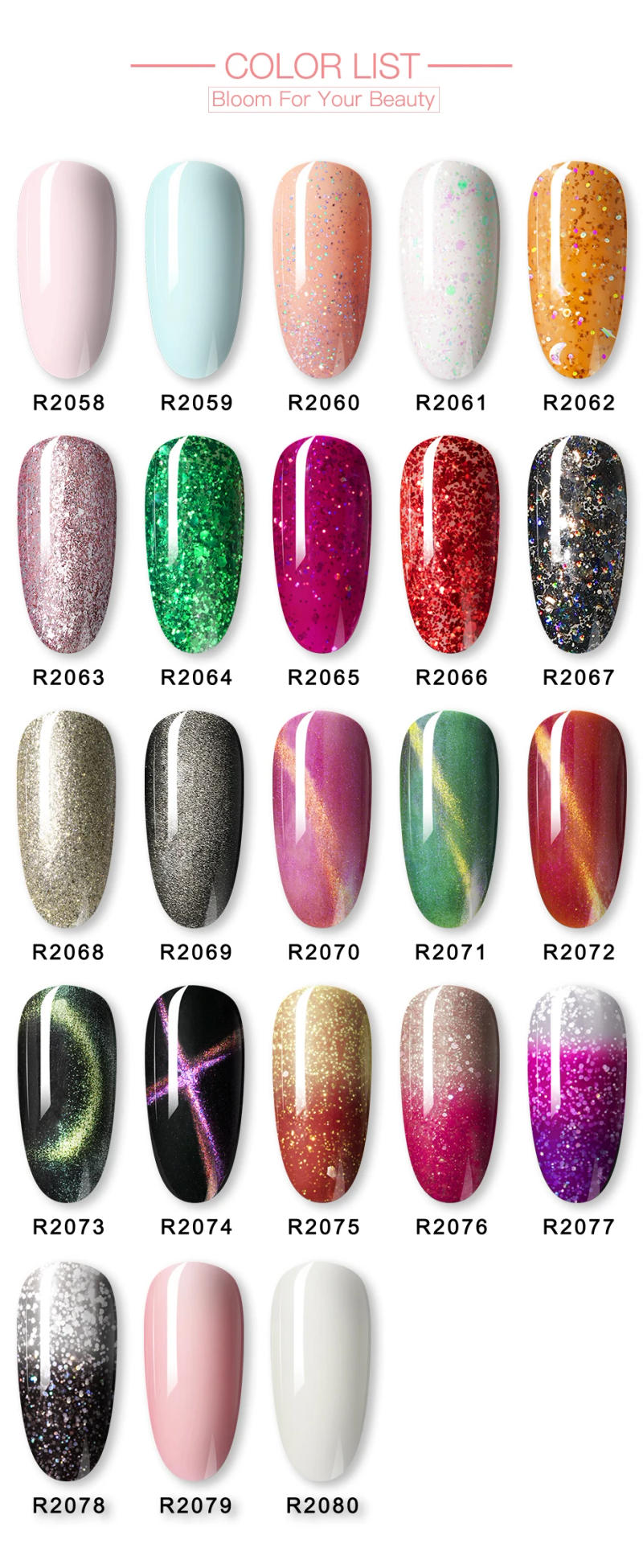 Description Picture 4 of itemROSALIND Thermal Nail Polish Color Changes With Temperature UV Semi Permanent Varnishes All For Nails Art Glitter Nail Gel