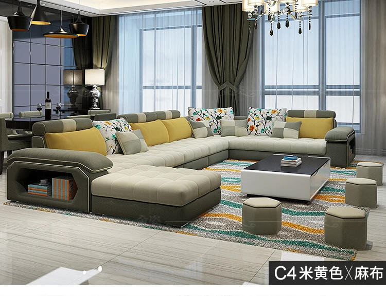 Description Picture 6 of itemMANBAS Fabric Big Sofa Set Living Room Furniture Cloth Sofa Modernos Para Sala Sectional Sofa U Shape Corner Couch Grandes Salon