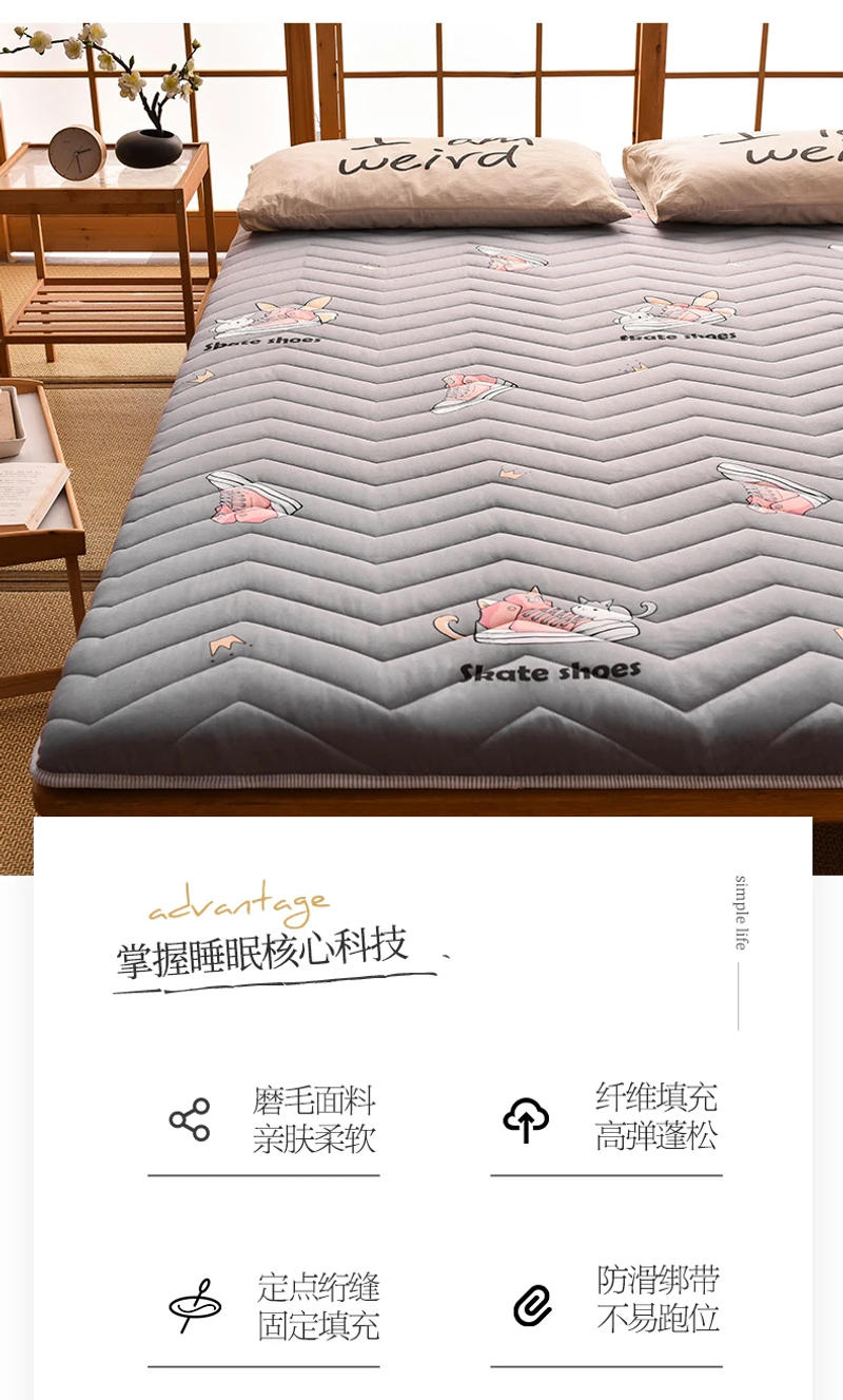 Description Picture 4 of itemNon-slip padded mattress soft cushion folding floor sleeping mat lazy bed floor bunk household mat moisture-proof mat