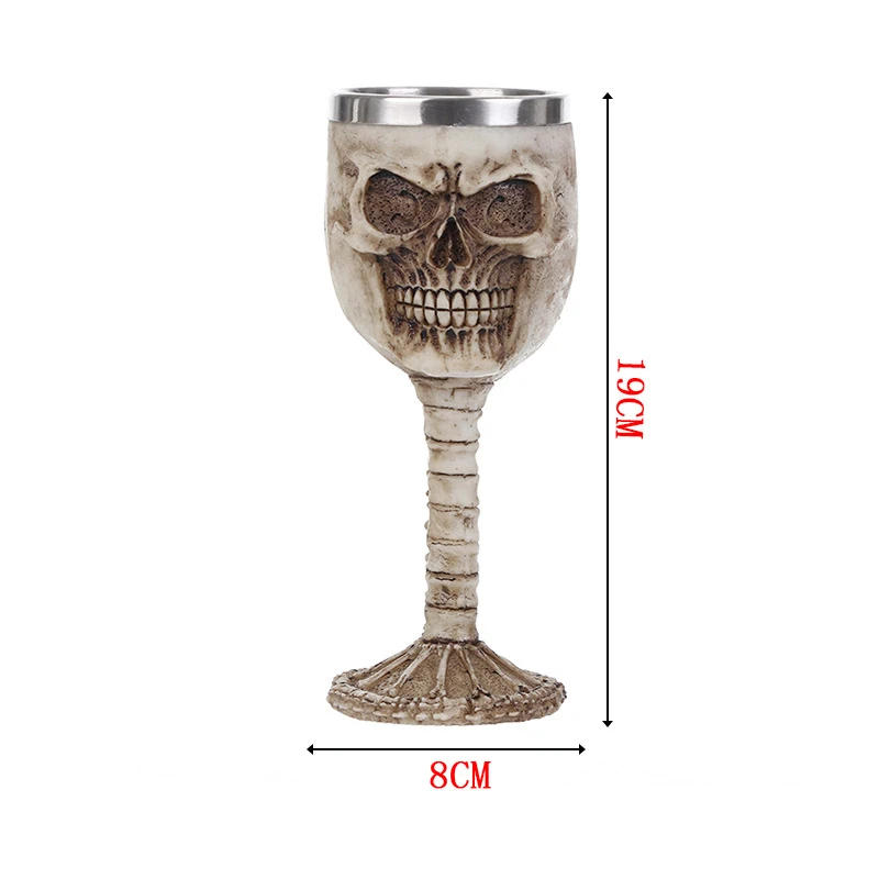 Description Picture 4 of itemCoolest Gothic Resin Stainless Steel Dragon Skull Goblet Retro Claw Wine Glass Cocktail Glasses Whiskey Cup Party Bar Drinkware