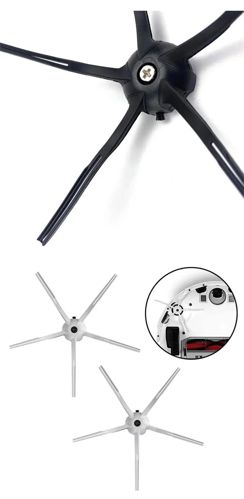 Description Picture 3 of itemArmed Side Brush For xiaomi Roborock S50 S51 S55 S5 S6 1S Spare Parts Robot Vacuum Cleaner Replacement Accessory Washable Brush