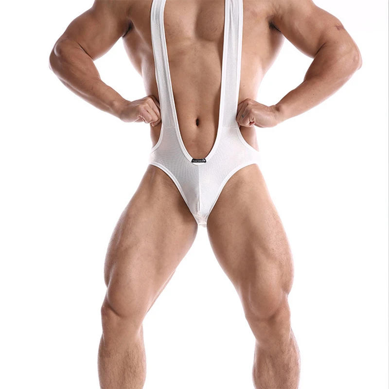 Description Picture 6 of itemMens Sexy Mesh Bodysuit Jockstrap Bodywear Underwear Wrestling Singlet Leotard Jumpsuits Suspender Sexy Undershirts Underwear