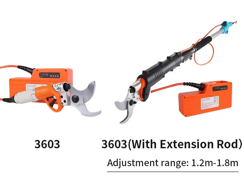 Description Picture 3 of itemFUJIWARA Electric Pruning Shears 36V Lithium Branches Scissors 0-45mm High Branch Hedge Trimmer Extension rod 1.2-1.8m