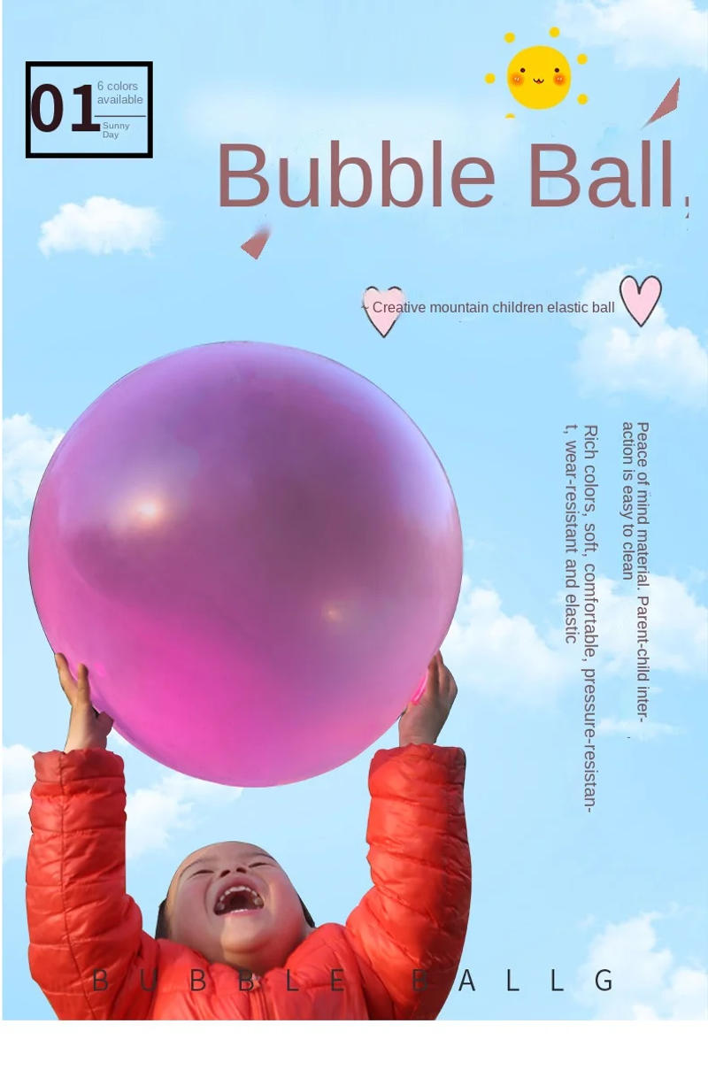Description Picture 2 of itemNew Big Mouth Water Injection Bubble Ball Inflatable Balloon Summer Children Water Park Creative Toys Transparent TPR Material
