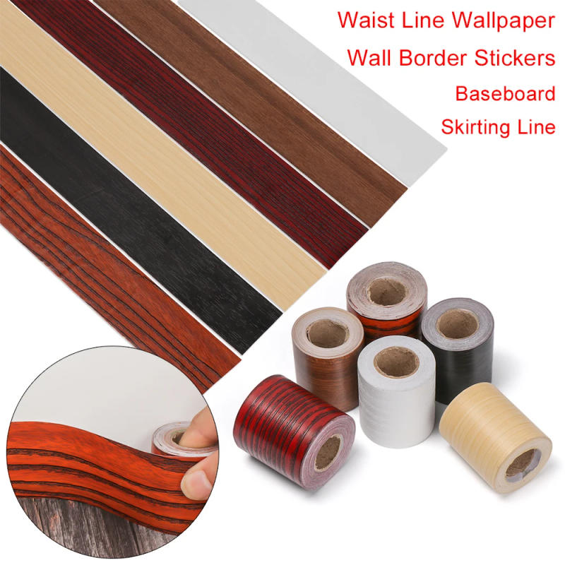 Description Picture 3 of itemWaterproof Self-adhesive PVC Waist Line Wallpaper Wood Grain Wall Border Stickers Skirting Line Vinyl Decals Home Decor