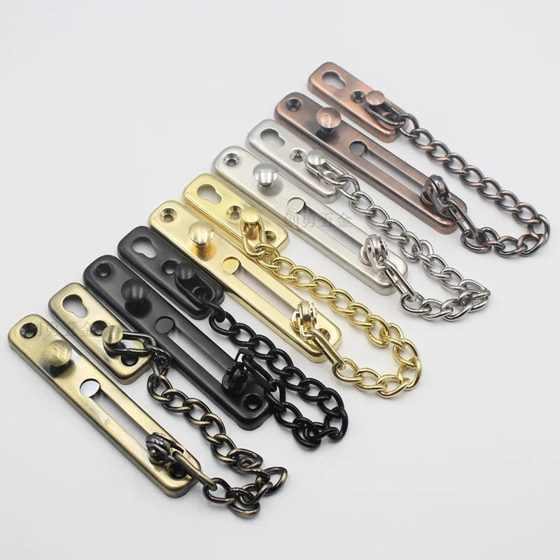 Description Picture 2 of itemDoor Chain Lock Stainless Steel Security Chain Guard With Spring Anti Theft Press Lock Heavy Duty Polished Door Latch With Screw