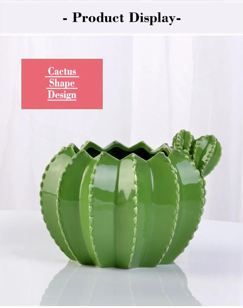 Description Picture 6 of itemNEW Creative Ceramic Cactus Bonsai Pots Indoor Decorative Plant Pot Garden Succulent Flowerpot Home Balcony Green Clay Planter