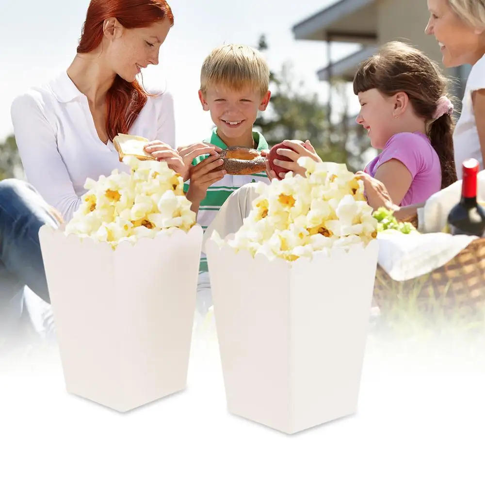 Description Picture 2 of item12 Pieces Pure White Popcorn Boxes Container Birthday Movie Party Favors Favor Guests Gifts Box Treat Bags Wedding Bridal