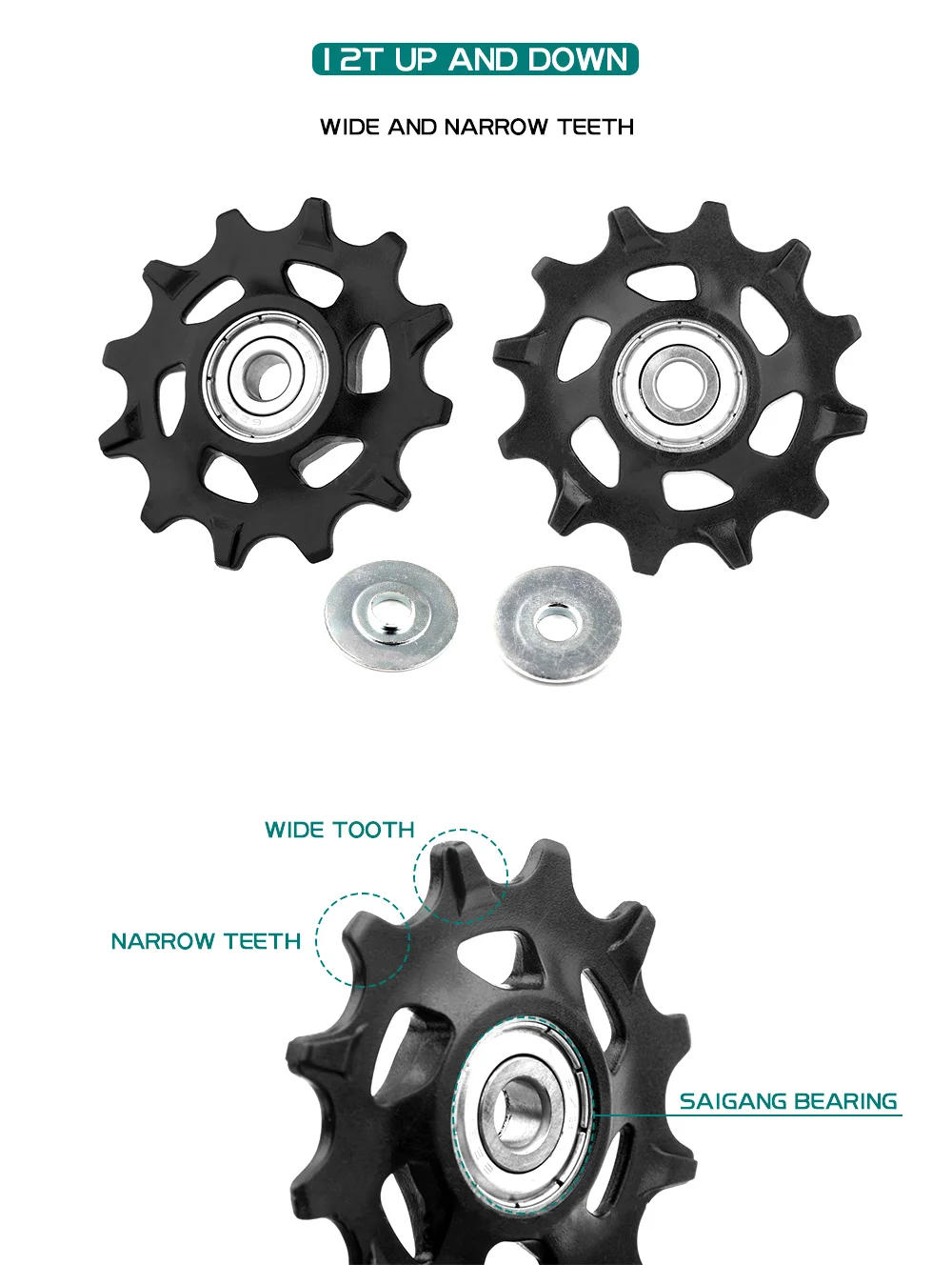 Description Picture 6 of itemGOLDIX Bicycle Pulley 11T 12T 13T 14T 16T 17T Rear Derailleur Pulley Road Bike Jockey 7-12 Speed Guide Wheel for Shimano SRAM