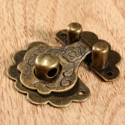 Antique Bronze Hasps Lock Decorative Jewelry Wood Box Padlock Retro Suitcase Latch Hook With Screws Vintage Hardware 40x36mm