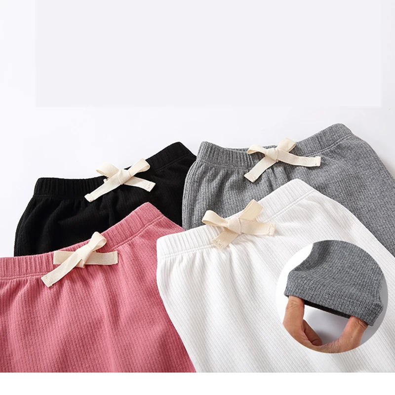 Description Picture 3 of itemBaby long pants cotton leggings kids pants baby clothes autumn winter casual high elasticity baby trousers bow wiast 3*1 ribbed