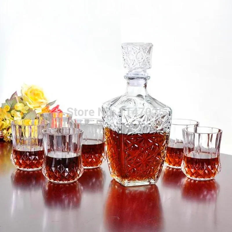 Description Picture 5 of item1PC Glass Whiskey Lot Liquor Clear Wine Drinks Decanter Crystal Vintage Bottle Carafe Gift 250ML 500ML 850ML  JR 1081