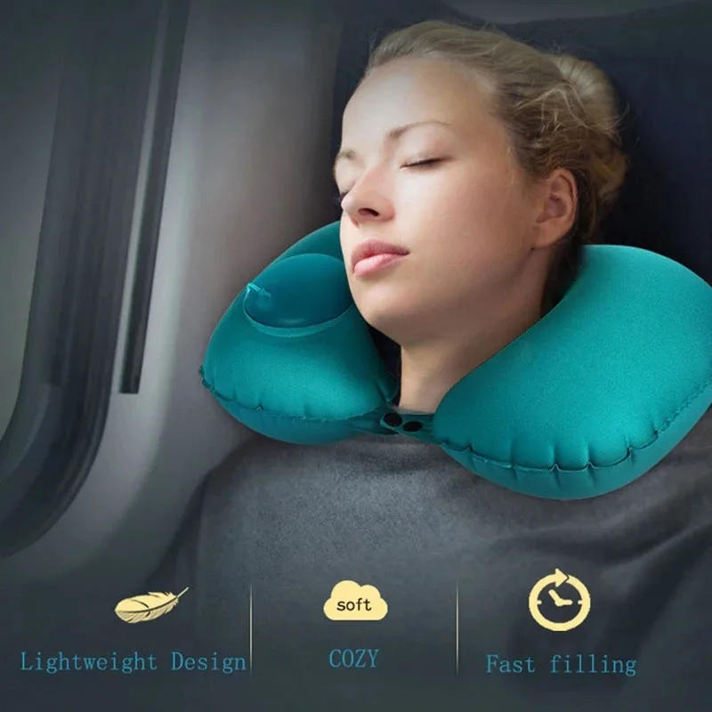 Description Picture 3 of itemInflatable Neck Pillow U Shape Air Pillow Neckrest Head Rest Portable Sleeping Resting Travel Pillow for Airplane Train Car
