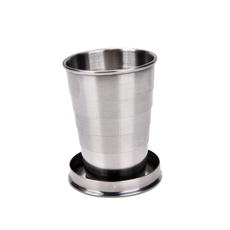 Description Picture 3 of item1Pcs Folding Cup Stainless Steel Travel Tool Kit Survival EDC Gear Outdoor Sports Mug Portable For Camping Hiking Lighter